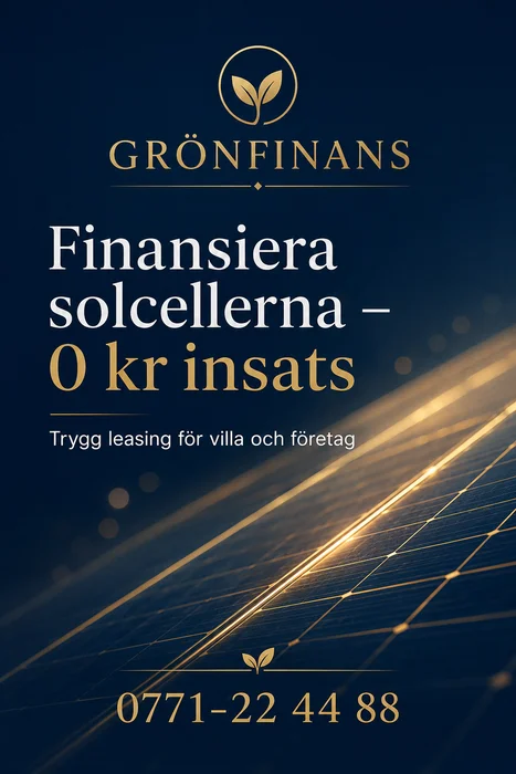 Annons: Grönfinans – finansiera solcellerna